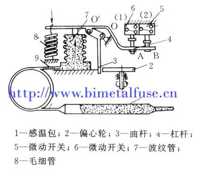 Liquid expansion thermostat structure